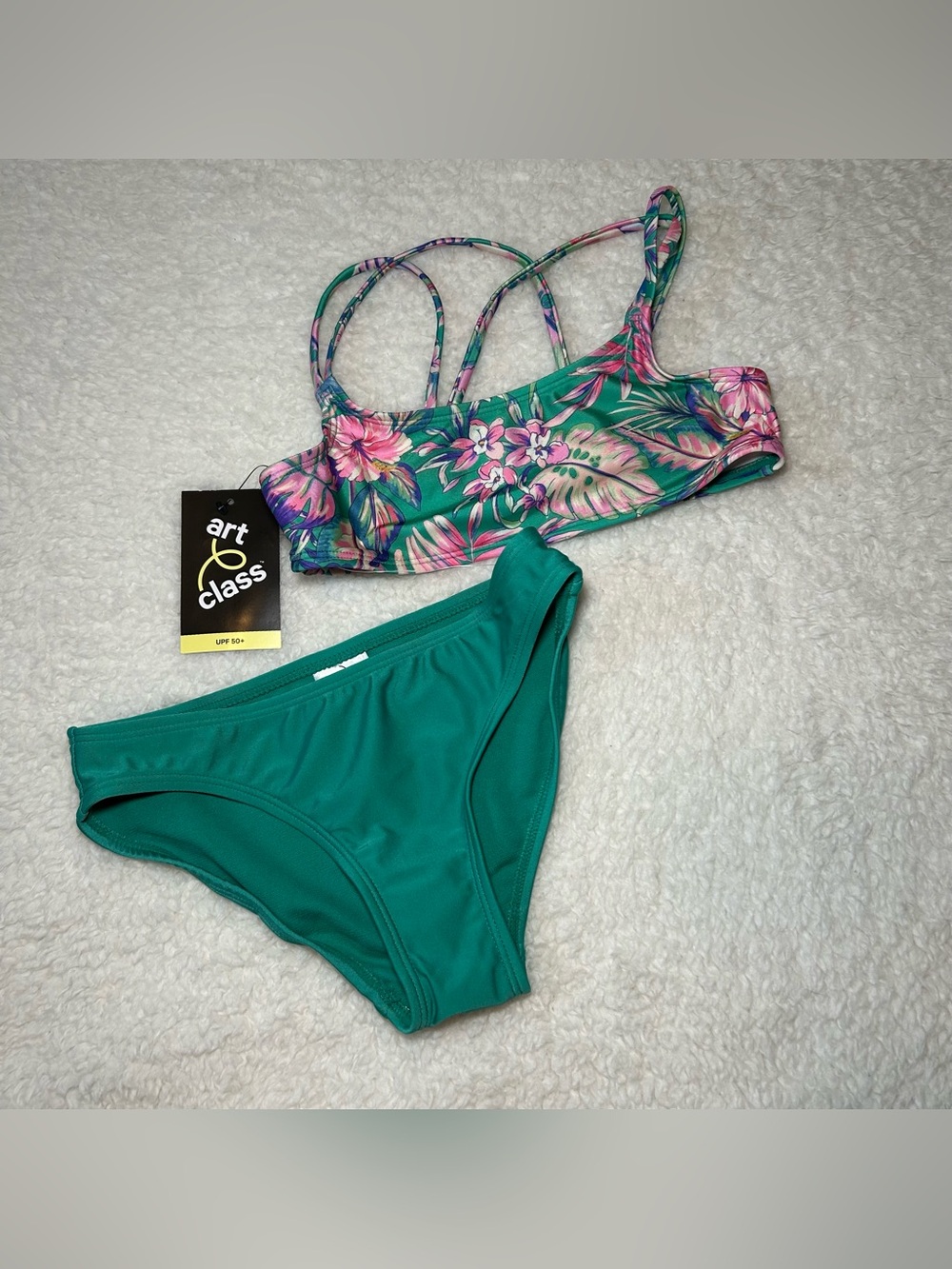 Art Class Girls Tropical Floral Bikini Set Medium NEW